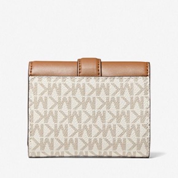 MICHAEL KORS CARMEN MEDIUM LOGO AND FAUX LEATHER WALLET VANILLA - Picture 3 of 16